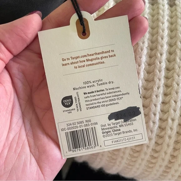 Hearth & Hand Cream and Tan Knit Throw Blanket - Picture 3 of 3